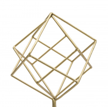 Decoratiune cuburi aurii din metal si marmura, 16x18x52,5 cm, Cube Mauro Ferretti - Img 2