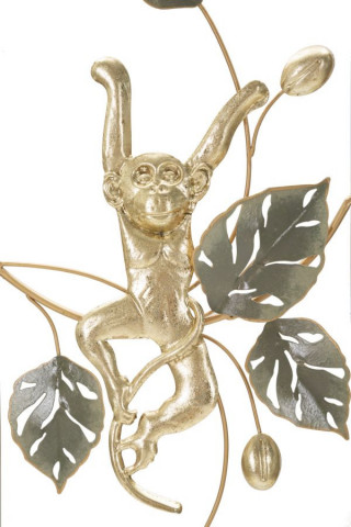 Decoratiune de perete auriu / gri din metal, 28,6 x 3,8 x 74,3 cm, Monkey Mauro Ferreti - Img 2