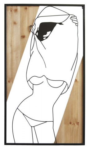 Decoratiune de perete neagra din metal si MDF, 50 x 2 x 90 cm, Strip B Mauro Ferreti