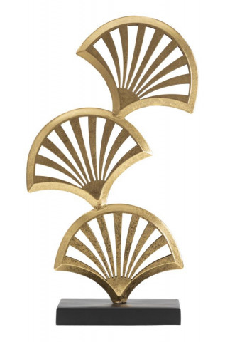 Decoratiune frunze aurii din metal, 23,5x10x44 cm, Triple Leaf Mauro Ferretti - Img 1