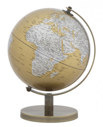 Decoratiune glob auriu/argintiu din metal, ∅ 20 cm, Globe Mauro Ferretti - Img 1