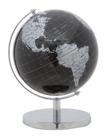 Decoratiune glob negru/argintiu din metal, ∅ 20 cm, Globe Mauro Ferretti - Img 2