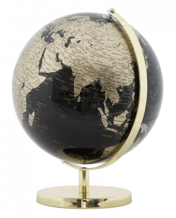 Decoratiune glob negru/auriu din metal, ∅ 25 cm, Globe Mauro Ferretti - Img 2