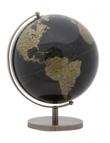 Decoratiune glob negru/bronz din metal, ∅ 25 cm, Globe Mauro Ferretti - Img 2