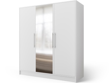 Dulap cu 3 usi si oglinda Alarica 180x60x200 cm – Alb – imagine comercială suplimentară