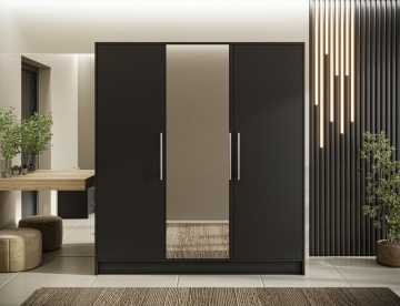 Dulap cu 3 usi si oglinda Alarica 180x60x200 cm – Negru – cadru suplimentar din prezentarea produsului