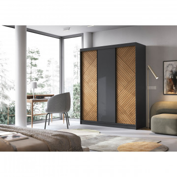 Dulap cu uși glisante Marrphy III, 180x60x220 cm – Lemn