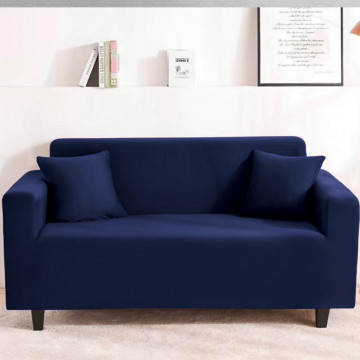 Husa elastica pentru canapea 3 locuri + 1 fata de perna cadou, uni, cu brate, bleumarin, L10 - Img 1