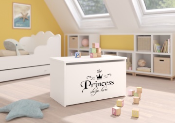 Ladă pentru jucării DARIA – 73x40x42 cm – Alb / Princess Negru / PRINCESS Negru