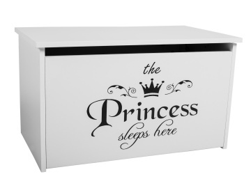 Ladă pentru jucării DARIA – 73x40x42 cm – Alb / PRINCESS Negru