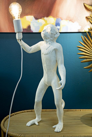 Lampa alba din polirasina, soclu E27, max 40W, 26 x 34 x 55 cm, Monkey Mauro Ferreti - Img 5