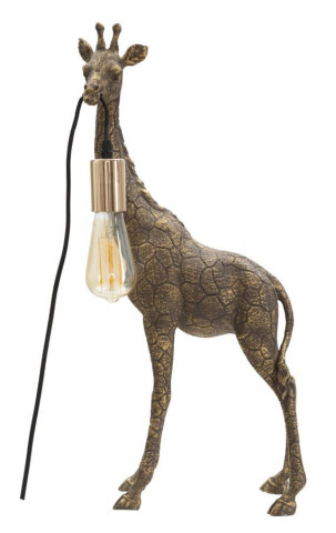 Lampa auriu antichizat din polirasina, Soclu E27 Max 40W, 28x16x60 cm, Giraffe Mauro Ferretti - Img 1