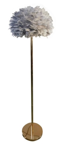 Lampadar auriu / gri din metal si textil, ø 43 x h170 cm, Feathers Mauro Ferreti