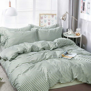 Lenjerie de pat cu elastic, policoton, pat 2 persoane, verde, 4 piese, E-79 - Img 2