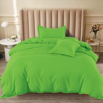 Lenjerie de pat cu elastic, uni, tesatura tip finet, pat 1 persoana, verde deschis, 4 piese, FJ1-84 - Img 1