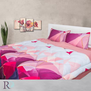 Lenjerie de pat cu pilota inclusa, 100% bumbac, tesatura satin, roz / fucsia, Roxyma Dream Sunset - Img 2