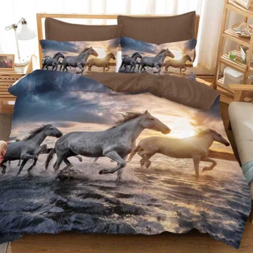 Lenjerie Finet 3D 6 Piese | Model Cai în Apus | Pat Dublu | Johnny Home Pucioasa