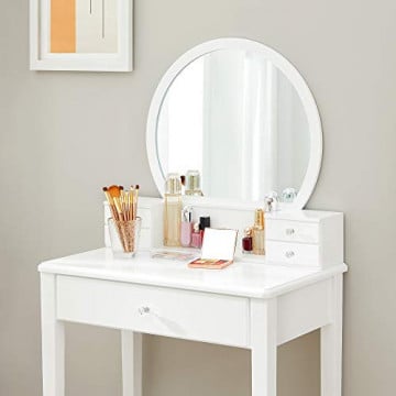Masa de toaleta cu scaun si oglinda, 70 x 40 x 134 cm, MDF, alb, Vasagle - Img 6