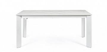 Masa dining extensibila pentru 10 persoane Carrara alb/alb din ceramica si MDF, 160-220 cm, Briva Bizzotto - Img 4