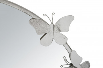Oglinda decorativa argintie cu rama din metal, ∅ 74 cm, Butterflies Mauro Ferretti - Img 3