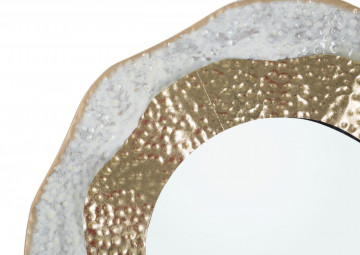 Oglinda decorativa aurie cu rama din metal, ∅ 54,5 cm, Shai Light Mauro Ferretti - Img 2