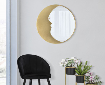 Oglinda decorativa aurie cu rama din metal, ∅ 72,5 cm, Moon Mauro Ferretti - Img 5