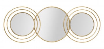Oglinda decorativa aurie cu rama din metal, 79x30x2,5 cm, Triply Round Mauro Ferretti - Img 1
