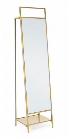 Oglinda dreptunghiulara cu suport pentru podea aurie din metal, 181,5x46 cm, Ekbal Bizzotto - Img 1
