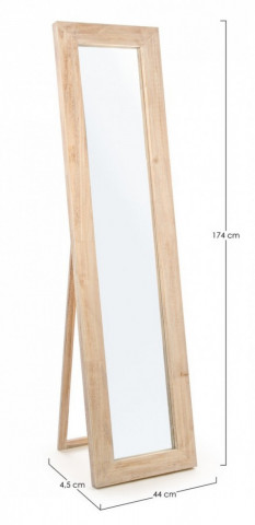 Oglinda dreptunghiulara cu suport pentru podea din lemn de Paulownia, 174x44 cm, Tiziano Rett Bizzotto - Img 2