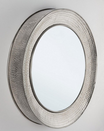 Oglinda rotunda argintie din metal, ∅ 80 cm, Adara Bizzotto - Img 3