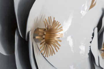 Panou decorativ alb/auriu din metal, 158x9x60 cm, Flower Mauro Ferretti - Img 3