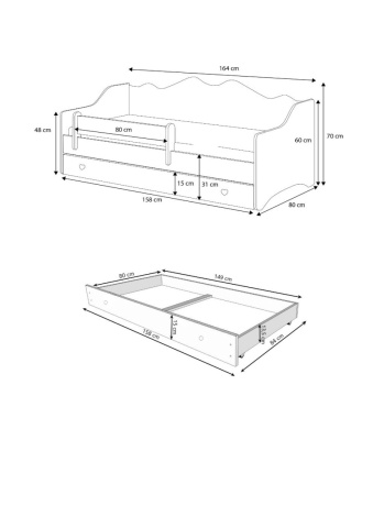 Pat copii cu saltea din spuma si somiera incluse, Emka Pink, ADRK Furniture - Img 13