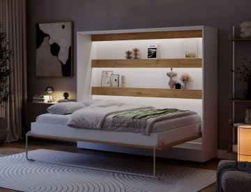 Pat rabatabil Devesto Horizontal Wall 140 Artisan Eiche LED, 200x140 cm – Artisan Eiche - Img 10
