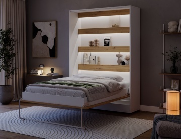 Pat rabatabil Devesto Vertical Wall 140 Artisan Eiche LED, 140x200 cm – Artisan Eiche - Img 10
