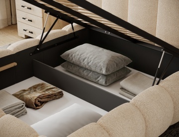 Pat tapițat Oloroso, 160x200 cm cu somieră metalică – Kendell 18 - Img 9
