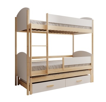 Pat Three-person Leia with – cu saltea inclusă – cu somieră inclusă – Alb / Pine – Three-person children's bed Leia – Varianta 1