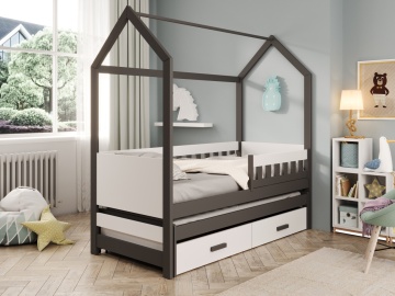 Pat tip căsuță, cu saltea, Jaspis. ADRK Furniture – cadru suplimentar de prezentare