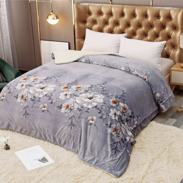 Patura cocolino dubla cu blanita, pat 2 persoane, lila, PDBJ-101