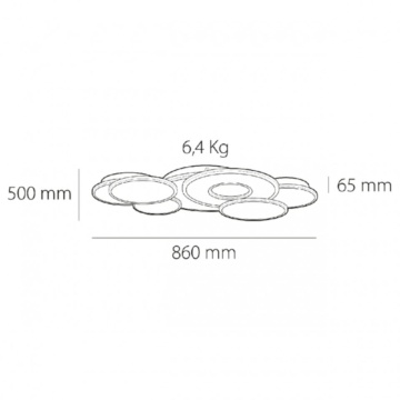 Corp de iluminat pentru plafon Belinus Kelektron 98W, alb, 86x50 cm, înălțime 6,5 cm și alimentare 220-240V AC