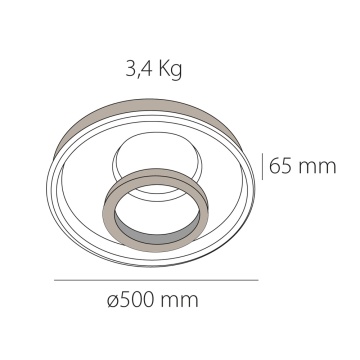 Plafoniera LED Lara, Ø50 cm, 70W, 3150 lm, Alb + Greige, Kelektron - Img 8