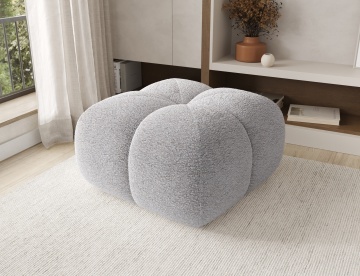 Puf Tapitat Covio 85x85x52 cm, gri Chenille – Kendell 03 - Img 3