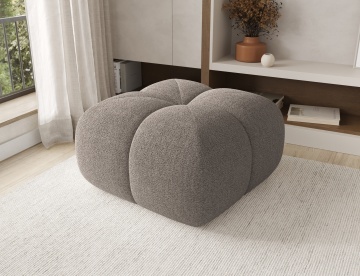 Puf Tapitat Covio 85x85x52 cm, maro Bouclé – Royal 20 - Img 3