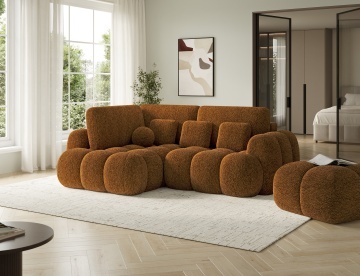 Puf Tapitat Covio 85x85x52 cm, maro Chenille – Kendell 22 - Img 5