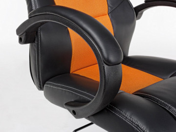 Scaun de birou ajustabil negru/portocaliu din piele ecologica si nylon, Racing Bizzotto - Img 7