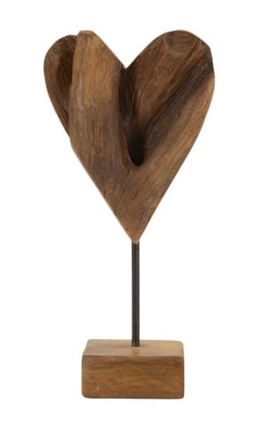 Sculptură Cuore din Teak Reciclat, 15x10x35 cm, Mauro Ferretti - Img 4