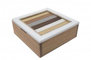 Set 2 cutii de depozitare din lemn, 19x19x7 cm / 16x16x5,5 cm, Lignes Mauro Ferreti - Img 4