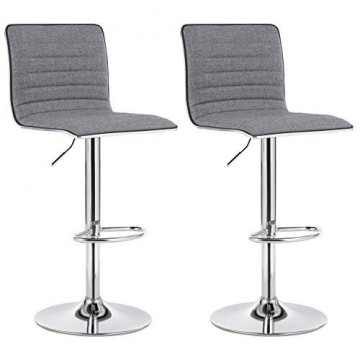Set 2 scaune bar gri din in si metal, 39,5x32,5x90.5 cm Vasagle - Img 1