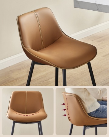 Set 2 scaune de bar, 50 x 49,5 x 98,5 cm, metal / piele ecologica, caramel / negru, Vasagle - Img 3