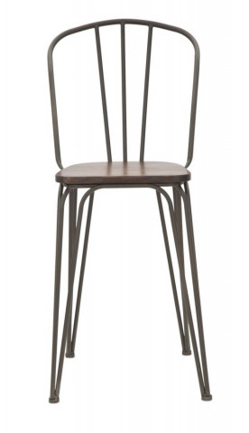 Set 2 scaune de bar maro/gri inchis din lemn de Ulm si metal, Harlem Mauro Ferretti - Img 2