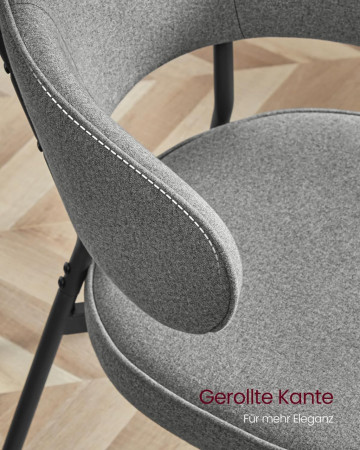 Set 2 scaune dining, 55 x 49,8 x 81 cm, textil / metal, gri inchis, Vasagle - Img 5